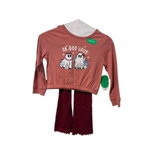 BCG Girls Fa-Boo-Lous Ghost Flare Leggings 2PC Set Dusty Rose 4T